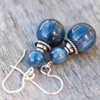 retro temperament personality blue shell earrings size round beads pendant earrings jewelry