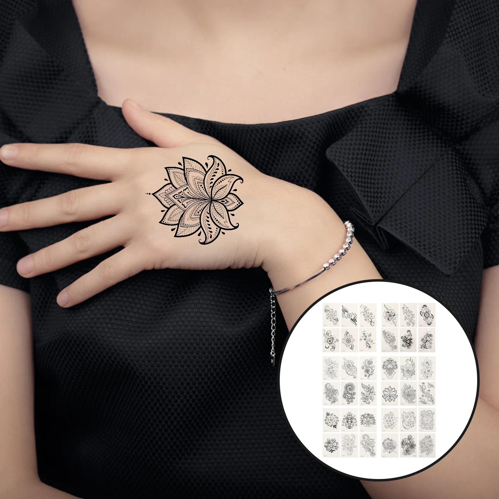 

36pcs 3D Flower Temporary Tattoos Blossom Waterproof Tattoos Body Stickers for DIY Arm Shoulder Make Supplies