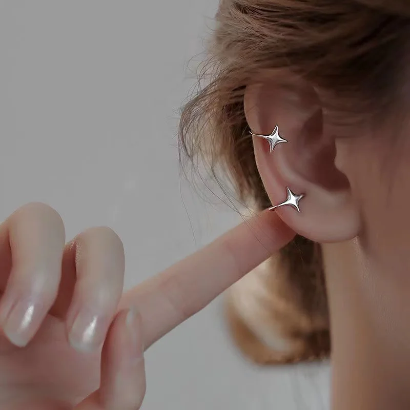 

1pcs Small Star Ear Clips Non Piercing Fake Piercing Earrings for Women Girls Simple Ear Cuffs Vintage Party Jewelry Wholesale