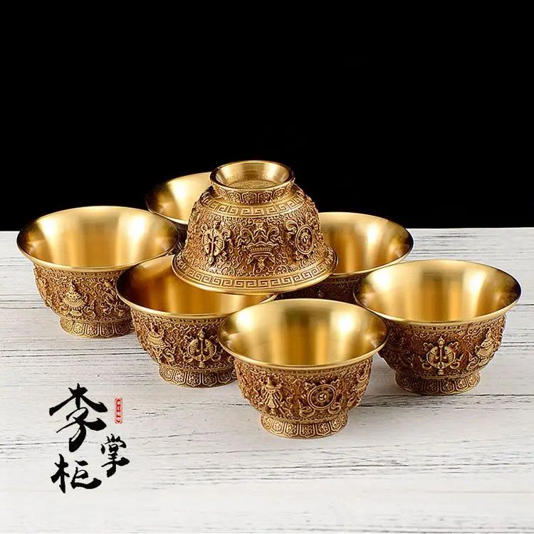 Shopkeeper Li Тантра Непал тибетский благоприятный восемь сокровищ чашка из чистой