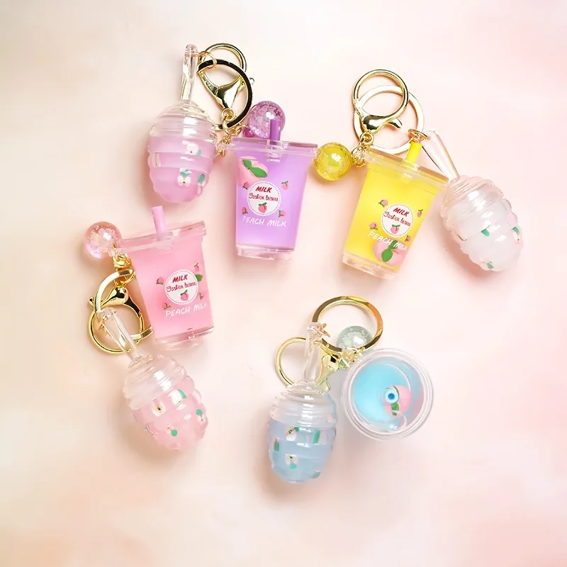 Милый детский блеск для губ персиковый чайная чашка брелок с цепочкой Медовое