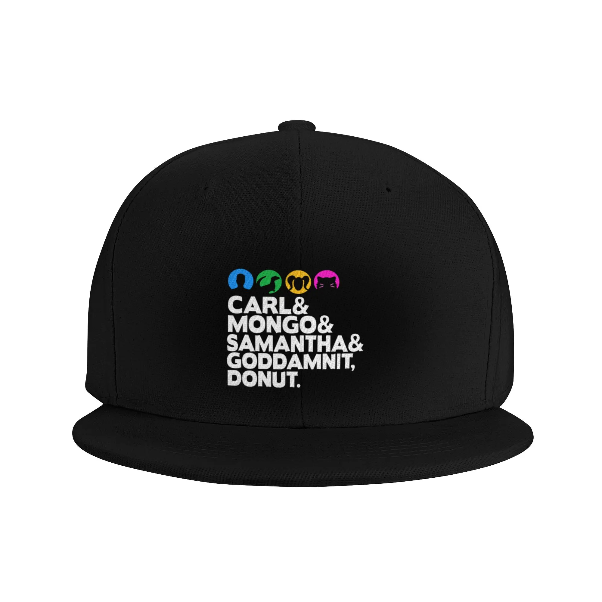 Фото Модная шляпа от солнца с плоским козырьком Fashion Carl and Mongo and Samantha and Goddamnit Donut Helvetica, легкие винтажные шляпы для мужчин №2