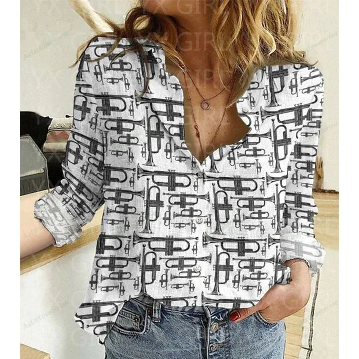 Женская рубашка с принтом трубы Повседневная 3D на пуговицах уникальная одежда