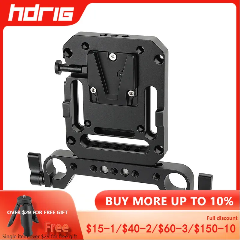 

HDRIG Mini V Lock Female Mount With VESA Mount 75×75mm & 19mm Rod Clamp Railblock For DSLR Camera Battery Power Supply