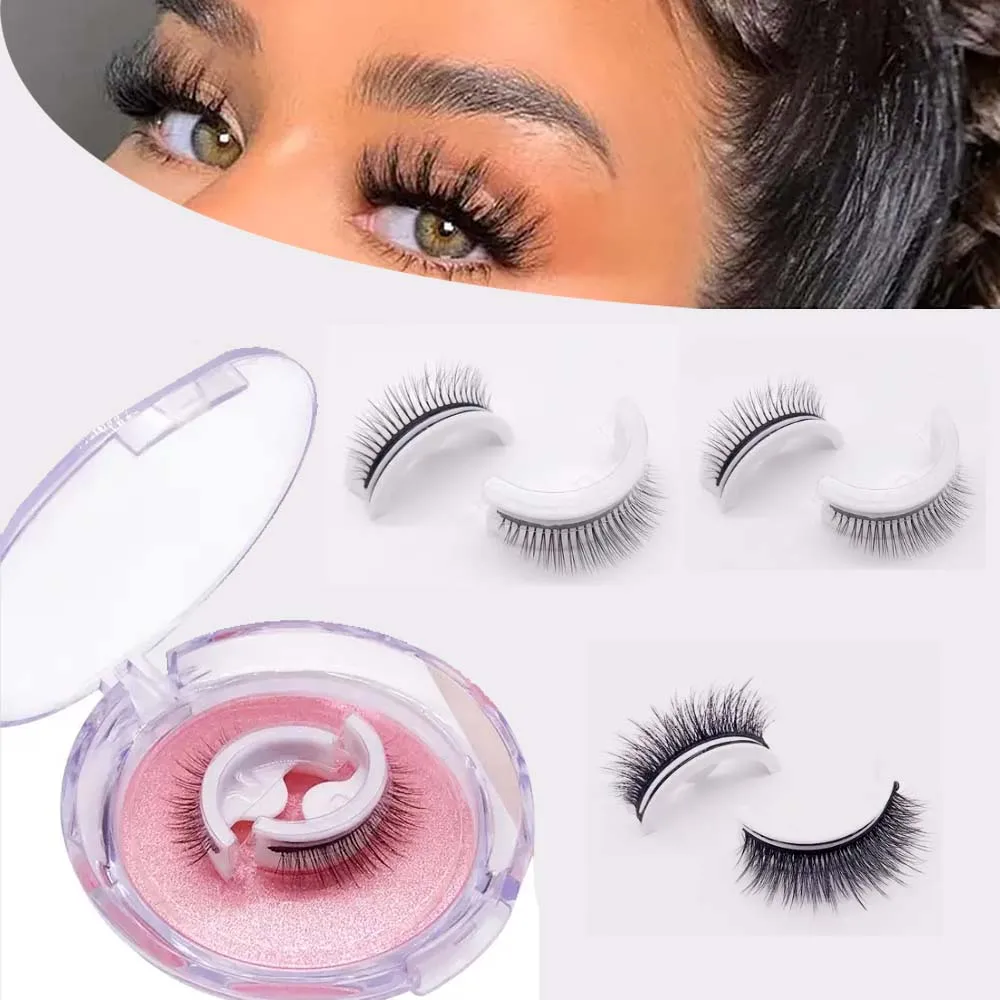 

New 1Pair Reusable Self-adhesive False Eyelashes 3D Mink Lashes Glue-free Eyelash Extension 3 Seconds to Wear No Glue Needed Las