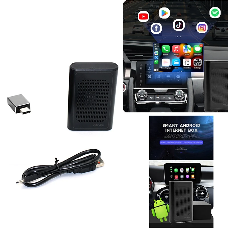 

Беспроводной Android 10,0 Carplay Ai Box 8-ядерный 4 + 64G Мультимедийный Плеер Автомобильная интеллектуальная система GPS-навигация