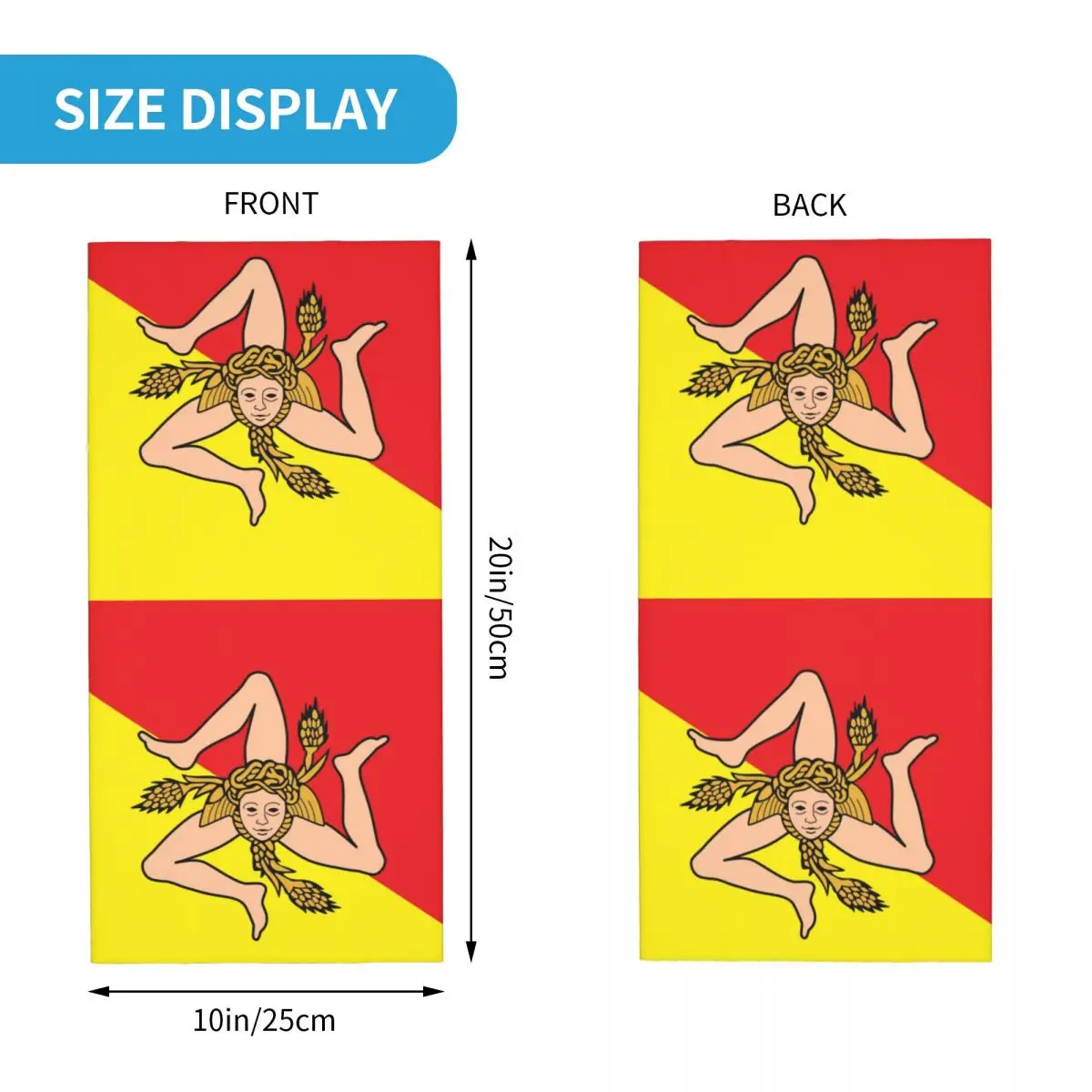 Шарф-бандана для мужчин и женщин итальянский остров Сицилия флаг защита лица