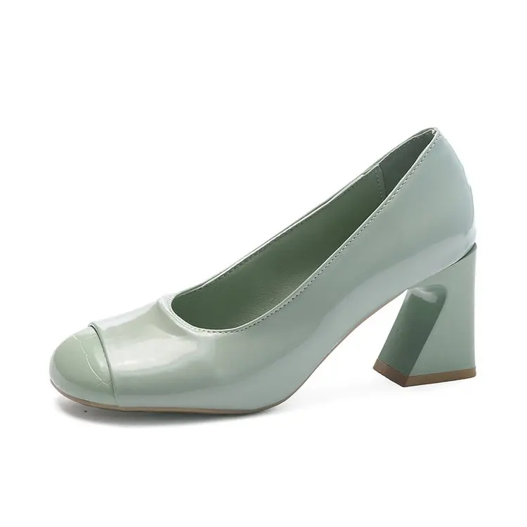 

Женские туфли-лодочки из искусственной кожи, на высоком квадратном каблуке