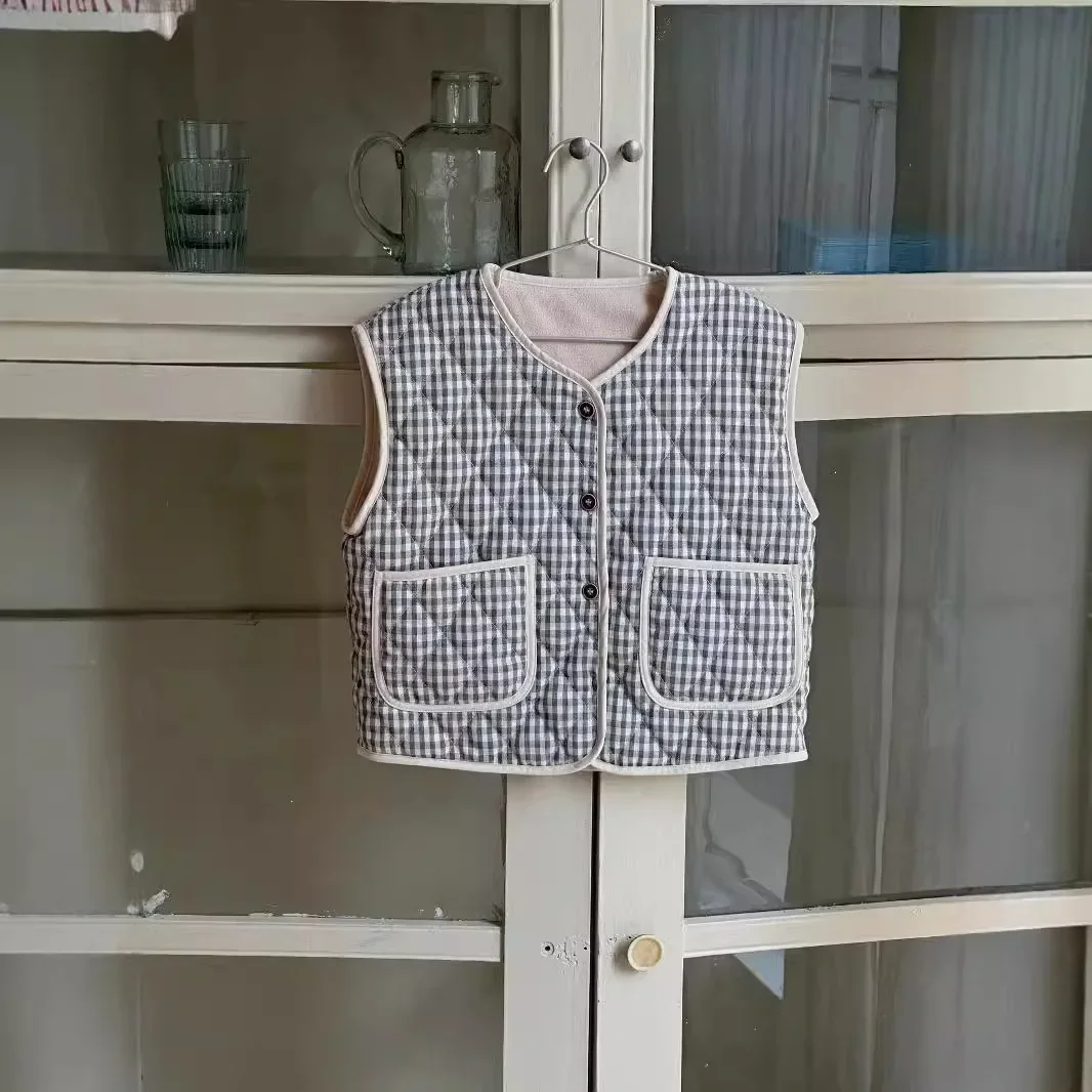 Жилеты для девочек новинка 2024 зимняя детская одежда корейский стиль детские