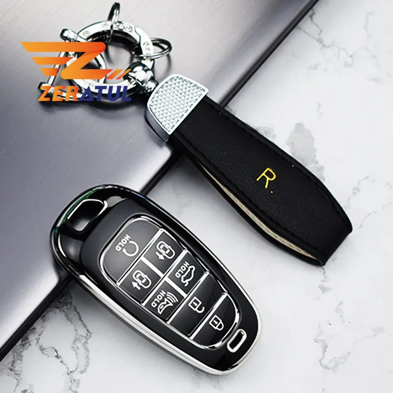 

Чехол для автомобильного ключа из ТПУ с 4/5/7 кнопками для Hyundai Santa Fe Tucson NEXO NX4 Atos Solaris Prime 2021