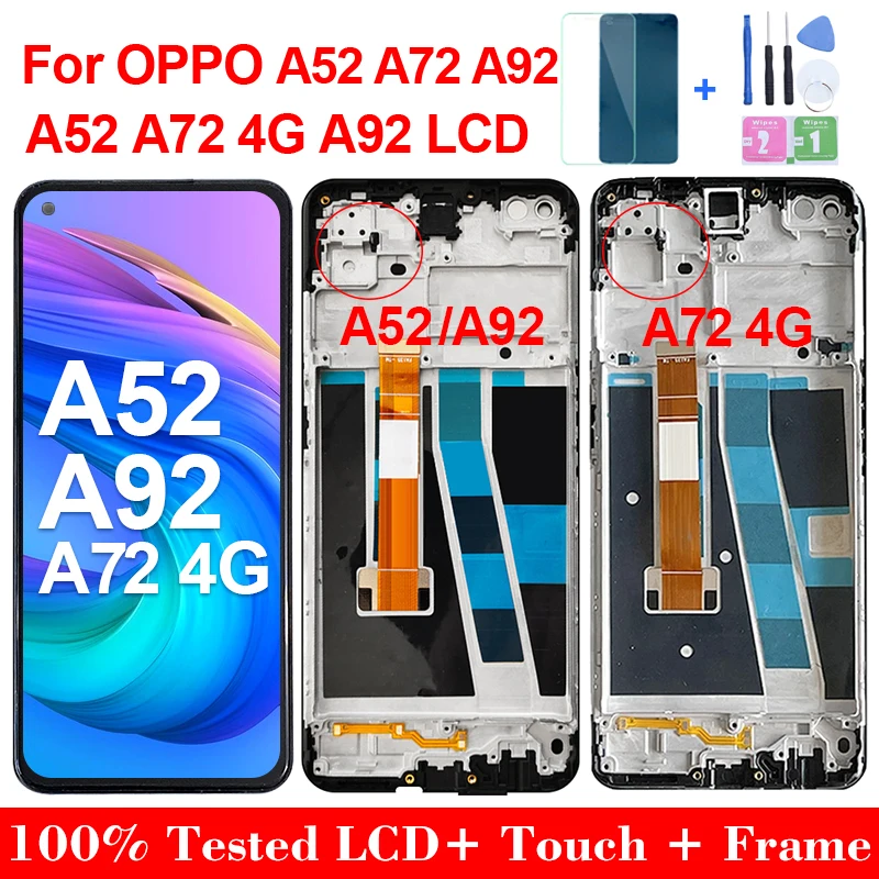 

6.5"Original A92 CPH2059 Display For Oppo A52 CPH2061 CPH2069 A72 4G CPH2067 LCD Touch Screen Digitizer Assembly Replacement