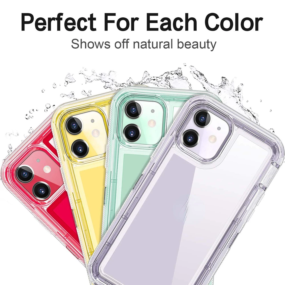 

iPhone 12 11 13 Pro Max XR XS XSMAX X 6 6S 7 8 Plus 13 Half Clear Transparent Shockproof Armor Glossy Plain Case Phone Cover