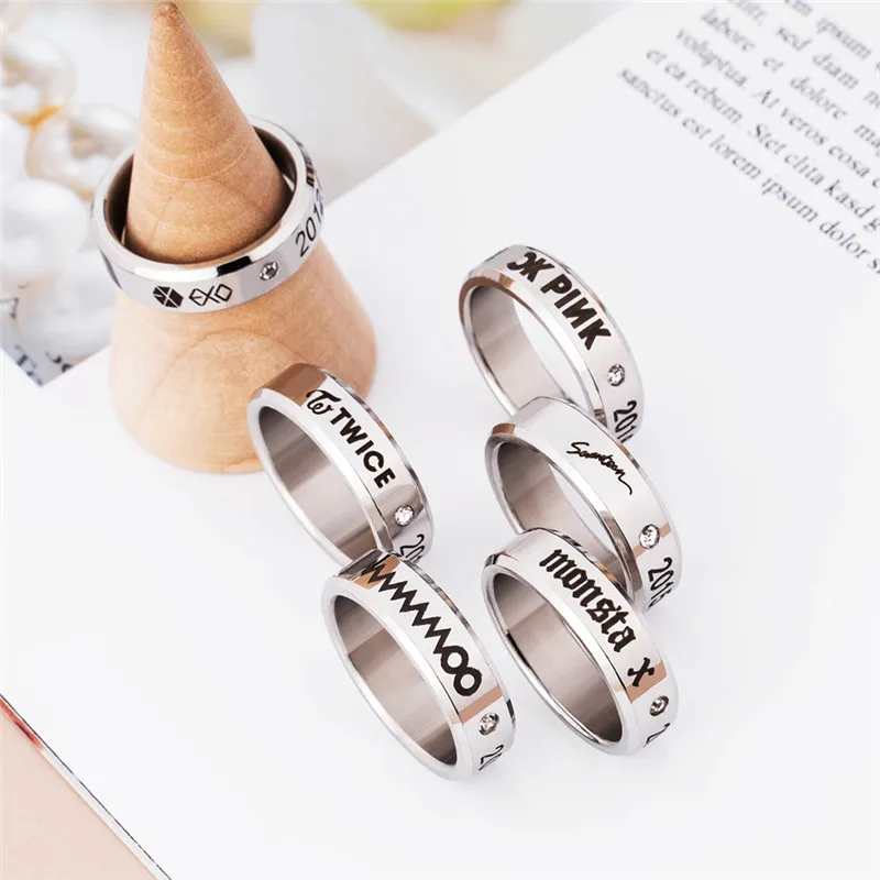 1Pc KPOP MONSTA X Ring Fashion Finger Rings EXO TWICE SEVENTEEN MAMAMOO Accessories for Men and Women Jewellery