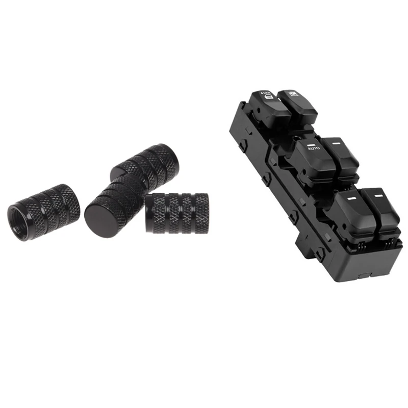 

4 Pcs Black Car Vehicle Tyre Tire Valve Cap Cover & 1 Pcs Power Window Switch