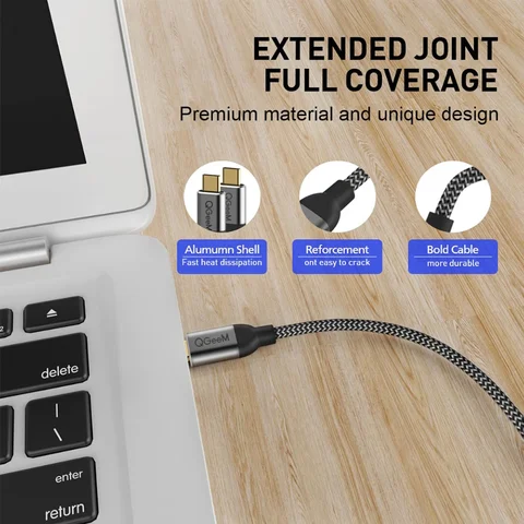 QGeeM USB 3.1 Тип C — USB C Кабель Gen2 PD 60 Вт USB-C — USB C Зарядный провод Нейлоновый шнур для Samsung Macbook Pro E-Mark Chip