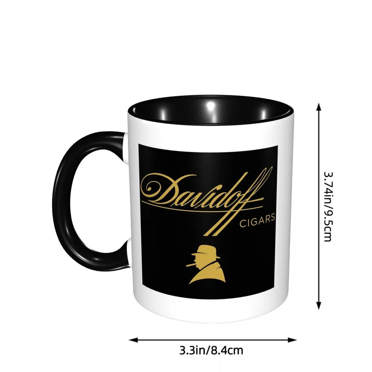 Фото Забавная керамическая кружка Davidoff Cigars Black Mug для кофе, чая, молока, посуда для напитков, подарок для женщин и мужчин №5