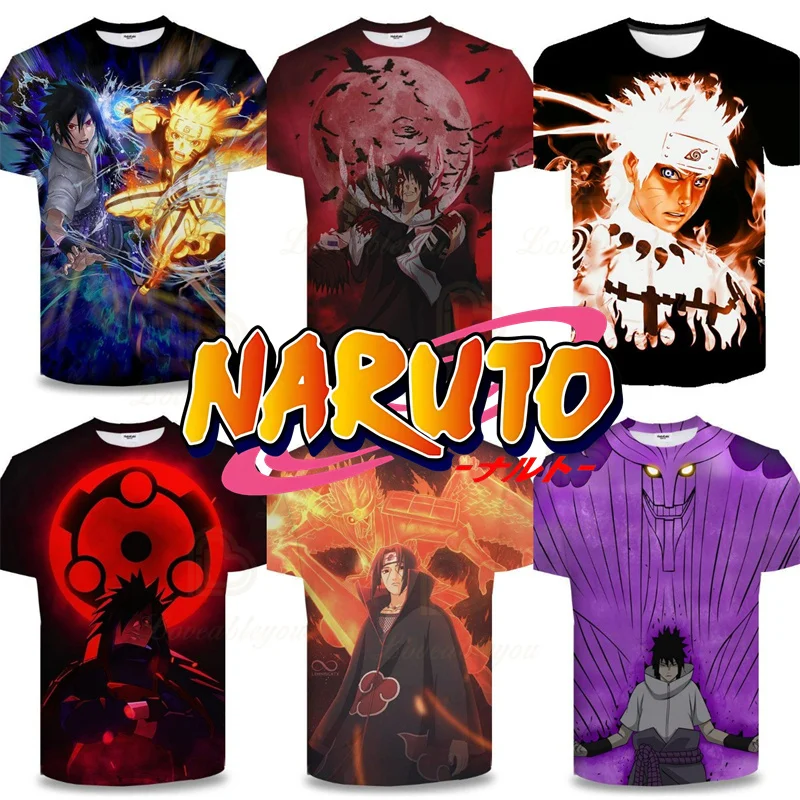

Uzumaki Naruto Summer T-shirt Tees Cool Oversized Cosplay Sharingan Akatsuki Men Personality Outerwear Tops