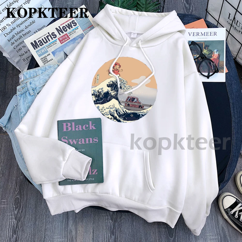 

The Great Wave Cartoon Print Hoodie Man Women Casual Loose Harajuku Japan Style Sweatshirts Long Sleeve Hooded Pullover