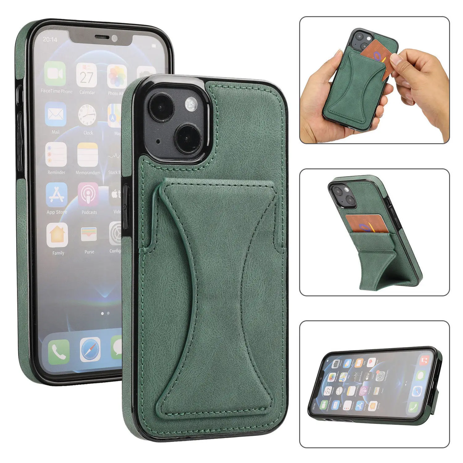 

Business Leather Insertable Card Phone Case Shockproof Cover For iPhone7 8 Plus X XR XS 11 12 13 Pro Max