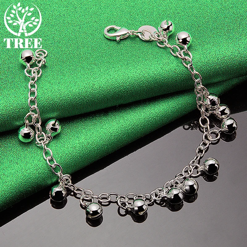 Браслет женский из серебра 925 пробы с маленьким колокольчиком 20 см