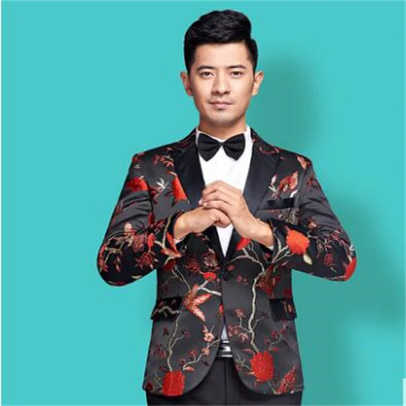 

Singer stage white clothing for men suit set with pants Chinese tunic suit mens wedding suits costume groom formal dress chorus