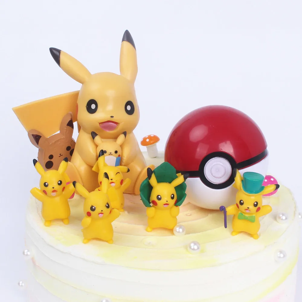 

TAKARA TOMY Покемон украшение для торта фигурка мультяшная игрушка украшения для торта Пикачу Косплей модель питомца детский день рождения Рожд...