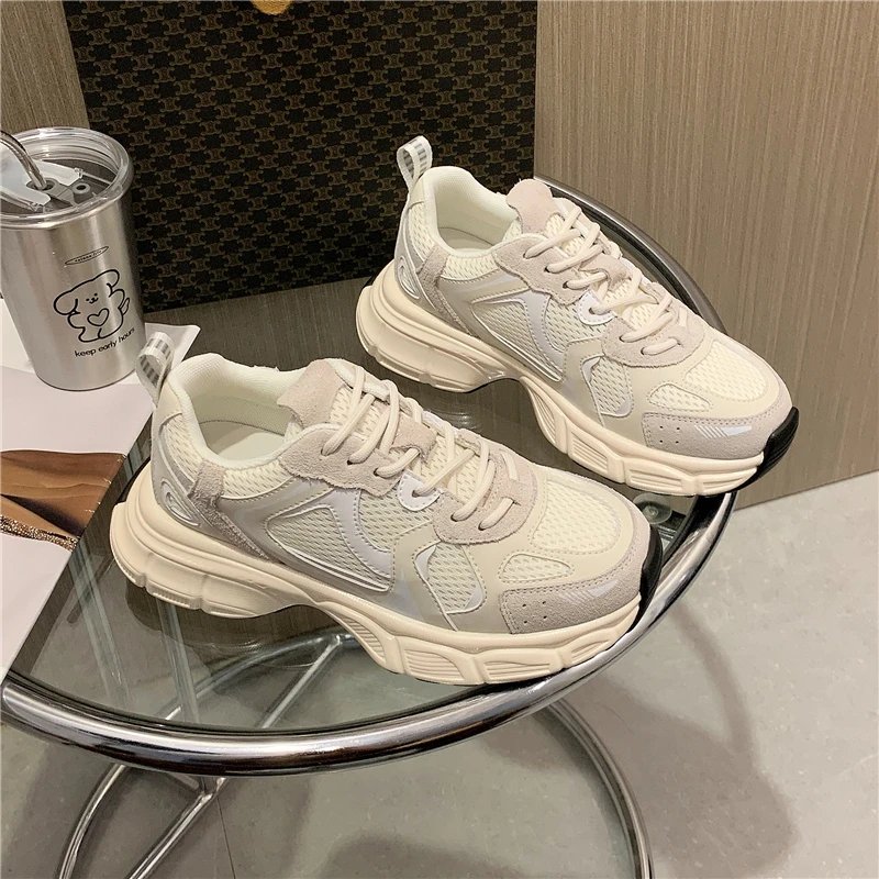 New Fashion Women Sneakers Flats Platforms Casual Shoes Woman Thick Bottom Real Leather Round Toe Ladies Sneakers