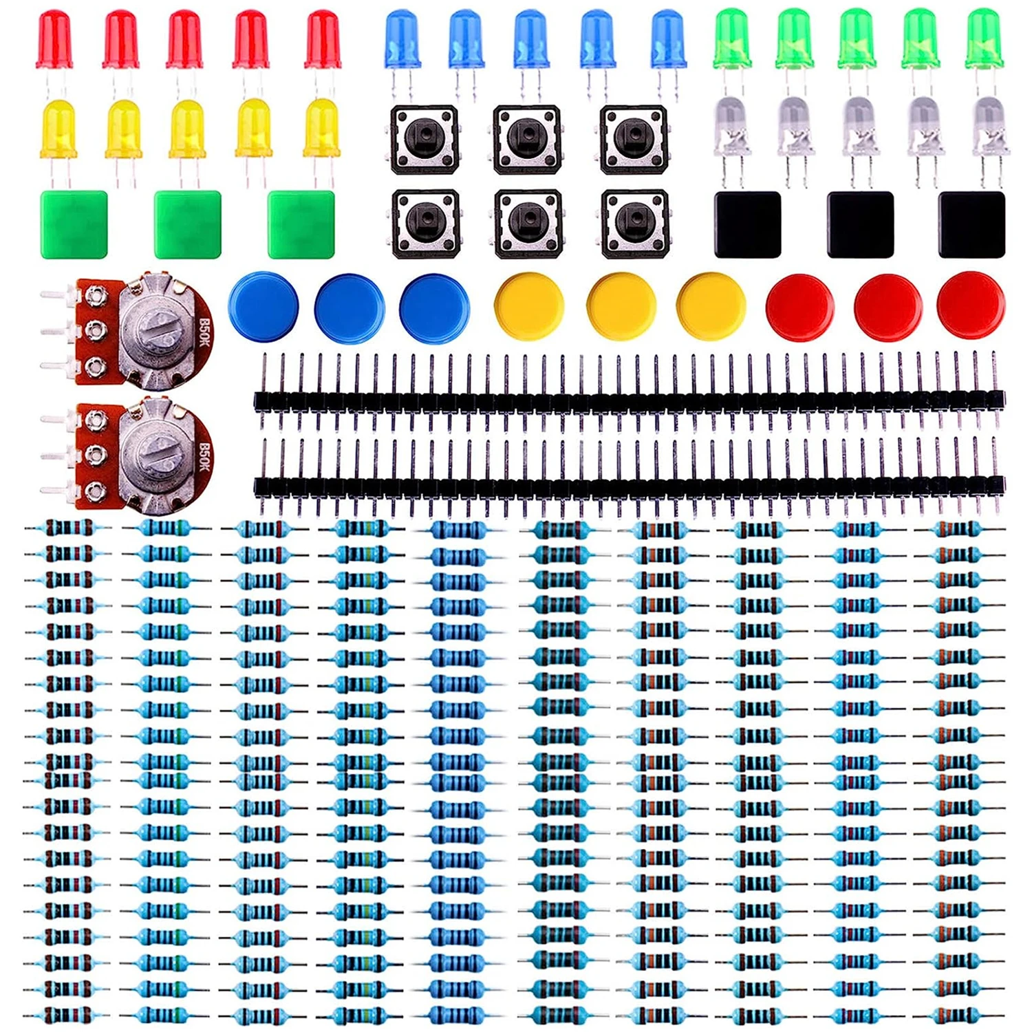 

Комплект Электронных компонентов ELEGOO, совместимый с Arduino UNO, MEGA, Raspberry Pi, с резисторами, светодиодами, переключателем, потенциометром