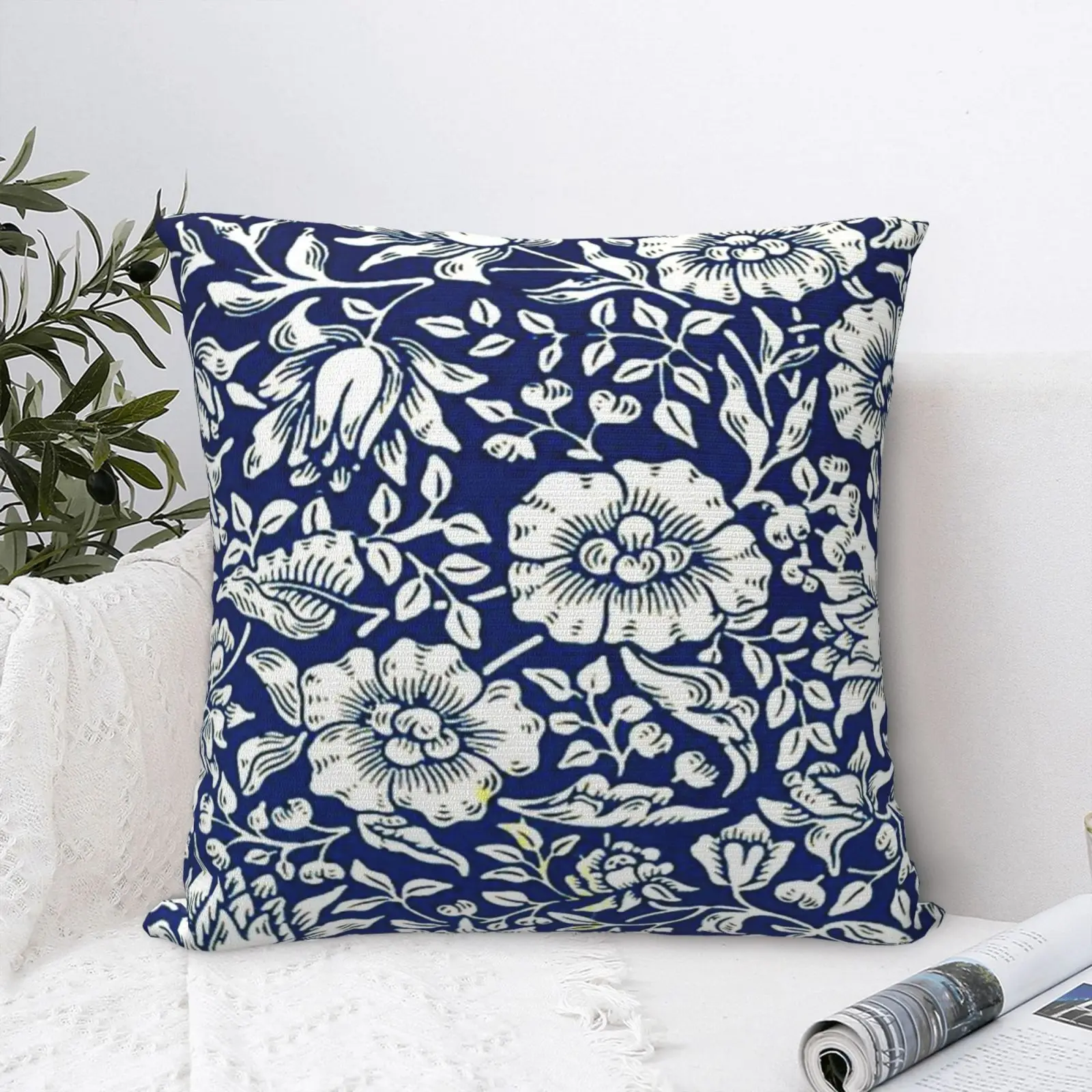 

Винтажный чехол на 6 подушек с синими цветами для спальни, украшение для дома, современные подушки дакимакура