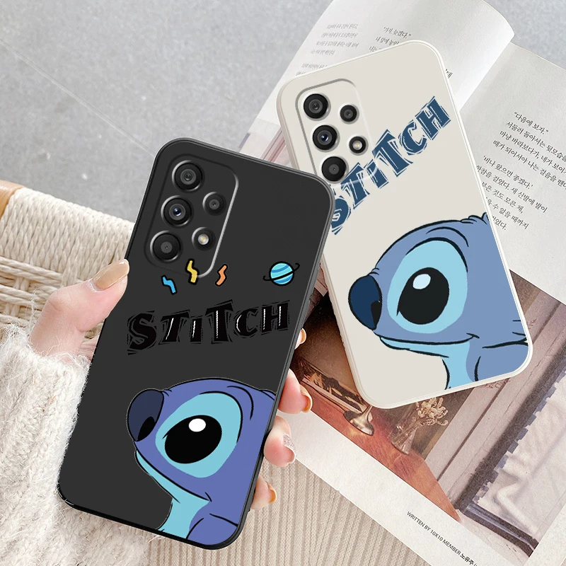 

Phone Case For Samsung Note 20 10 Plus Ultra A22 A12 A71 A51 A31 A21S A50 A23 5G Disney Anime Stitch Cool Liquid Rope Cover
