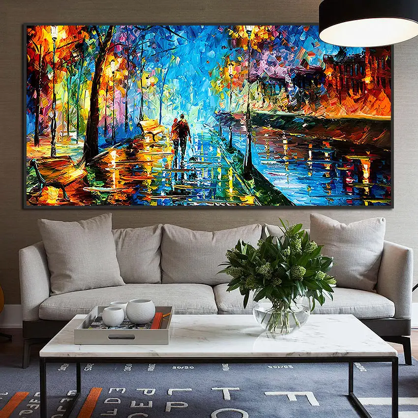 

Modern Abstract Walking Down The Street Poster and Print Nordic Wall Art Canvas Painting For Living Room Bedroom Home Decor