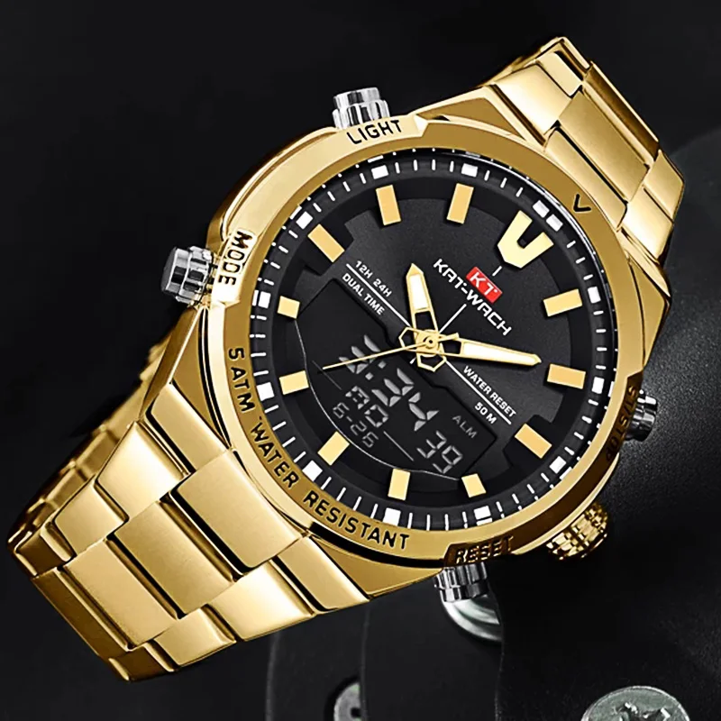 

Chronograph Watch 2022 For Men's KAT-WACH Top Brand Luxury Fashion Sport Military Gold Quartz Wrist Watches Man Clock Wristwatch