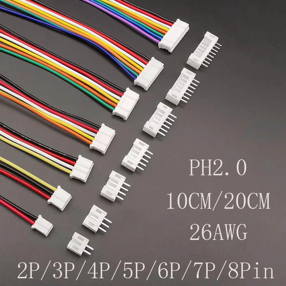 

Разъемы Micro JST PH 2.0 2/3/4/5/6/7/8 pin 26AWG 5 комплектов