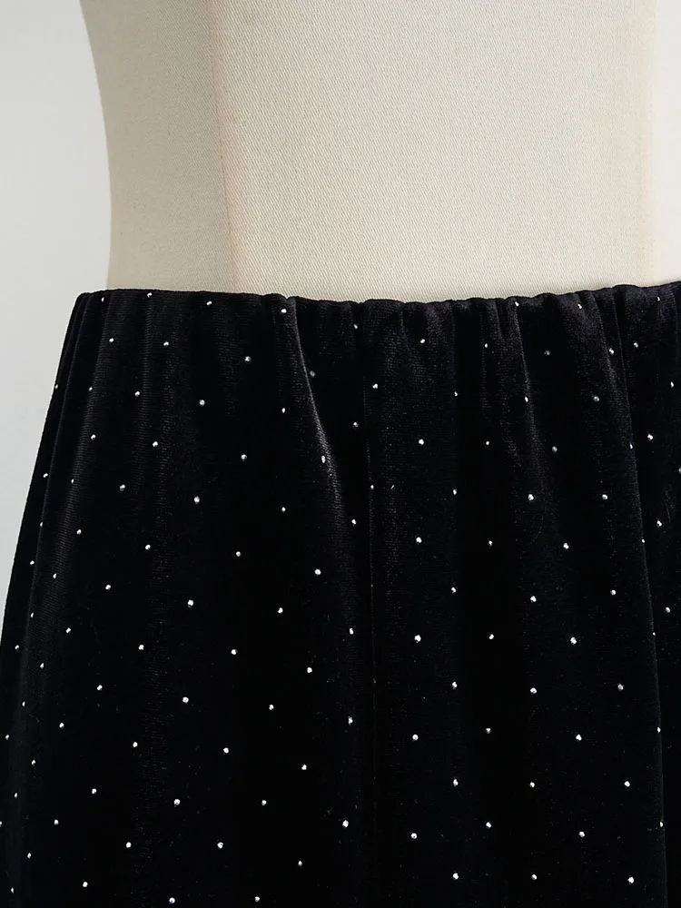 Женская юбка-готика в горошек черная облегающая трапециевидная с блестящими