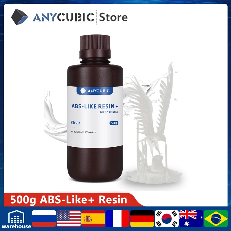 Newest 500g Anycubic ABS-Like+ Resin Rapid UV Curing 405nm Standard Photopolymer High Precision For LCD 3D Printer - купить по