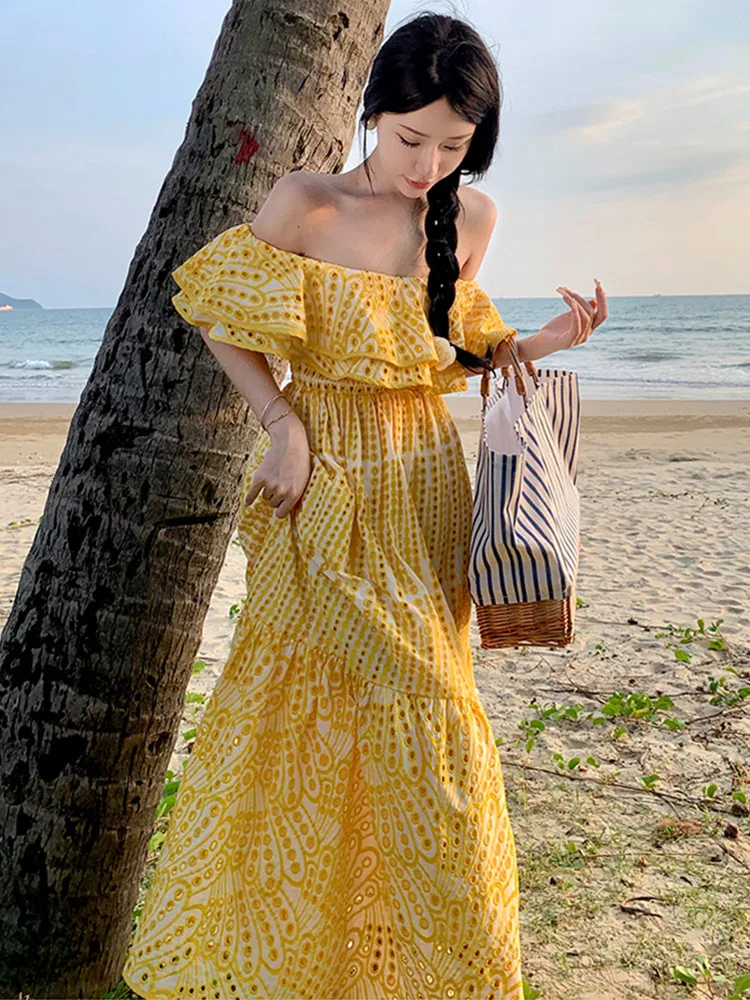 Элегантное летнее платье с вышивкой во французском стиле для женщин сексуальное