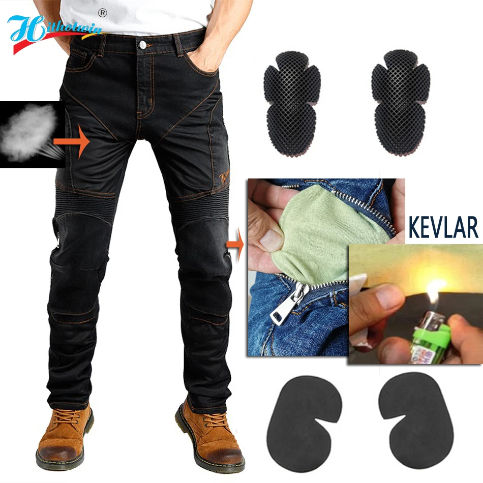 

Мужские Летние Дышащие Мотоджинсы С Защитой Из Арамида И Кевлара, Свободного Кроя, Синие, Для Мотоциклистов, Защитная Экипировка