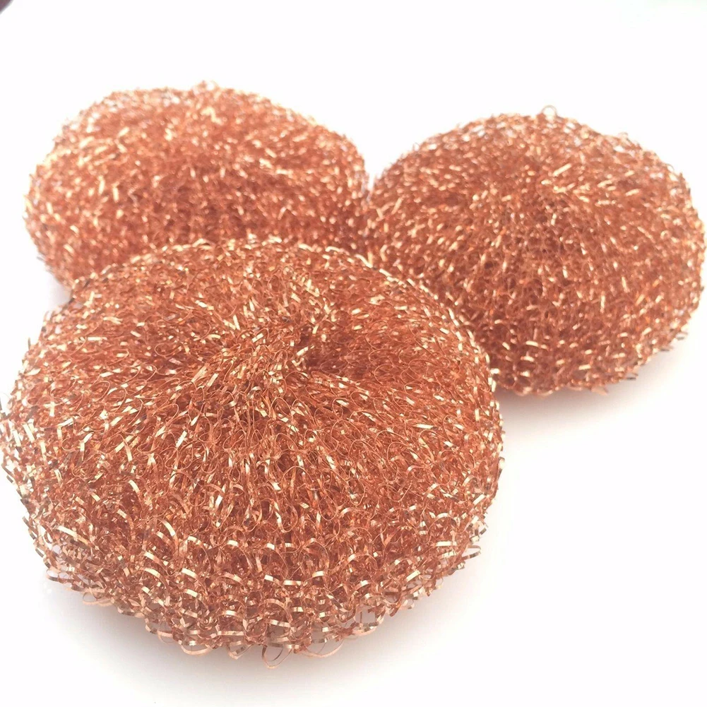 

3Pcs Copper Coated Scourer Solder Iron Tip Cleaner Ball Heavy Duty Kitchen Pots Pans Scrubber Household Cleaning Tool