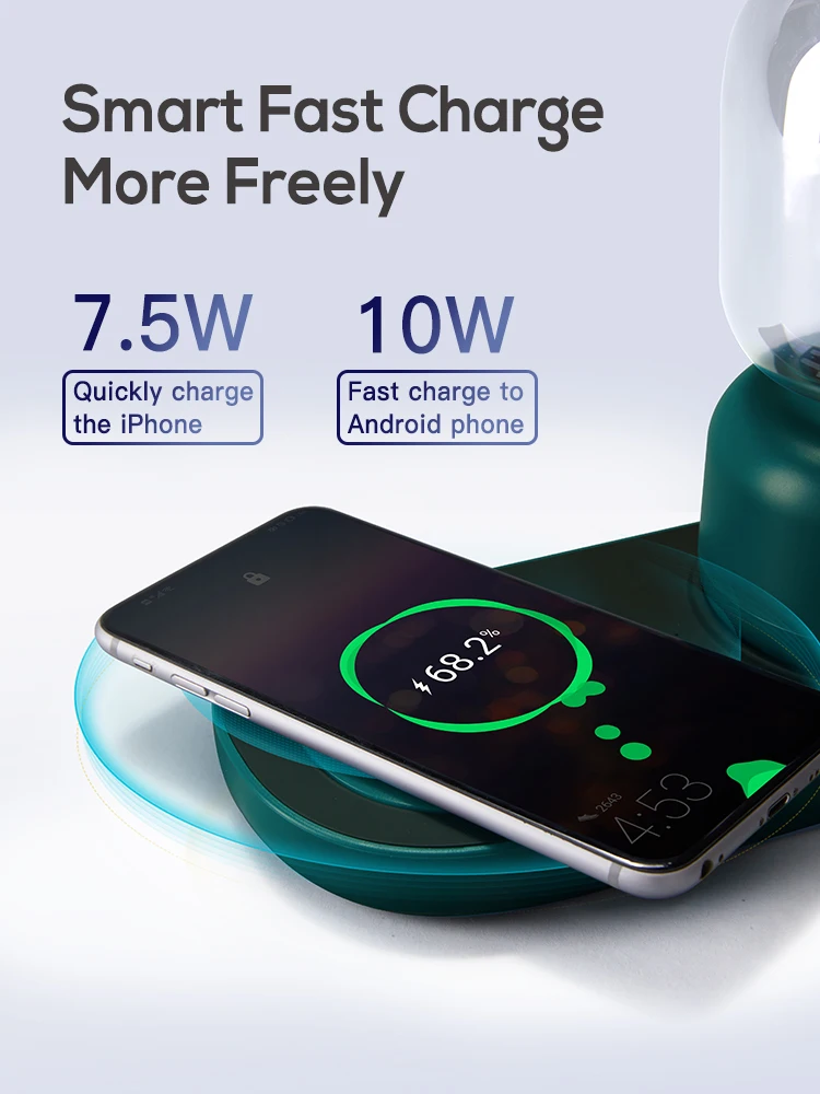 Беспроводное зарядное устройство Qi 10 Вт Настольная Ночная лампа для iPhone Xiaomi Samsung
