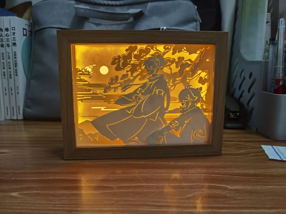 Оригинальная фигурка Genshin Impact Kazuha Xiao The Lonely Journey лампа для резьбы по бумаге