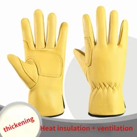work gloves leather workers work welding safety protection garden sports motorcycle driver wear resistant gloves heat insulation
