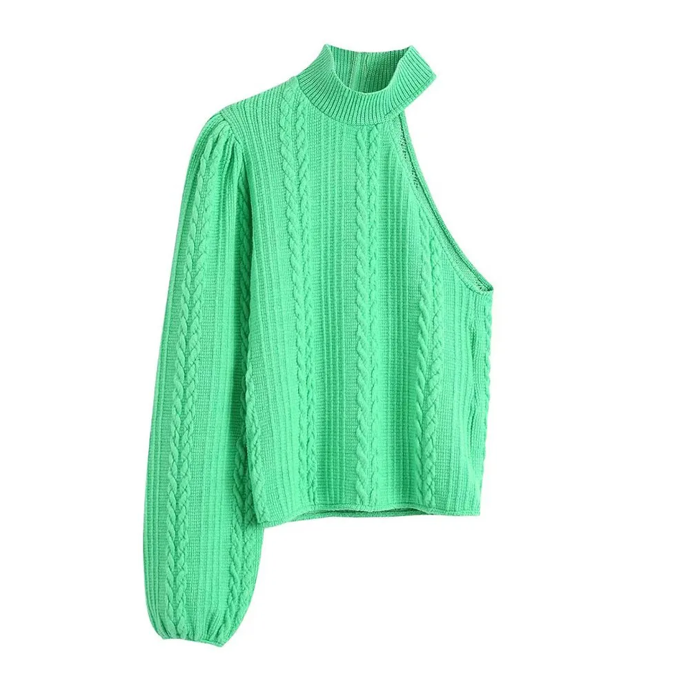 

Женский трикотажный свитер DiYiG, мягкий Асимметричный пуловер с круглым вырезом и длинным рукавом в стиле ретро, 2022