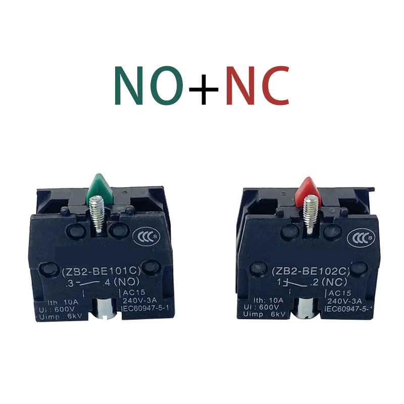 

10 шт., аксессуары для кнопочного переключателя XB2, 10 А, серебристый/латунный Контактный блок ZB2BE102C (NC) ZB2-BE101C (NO)