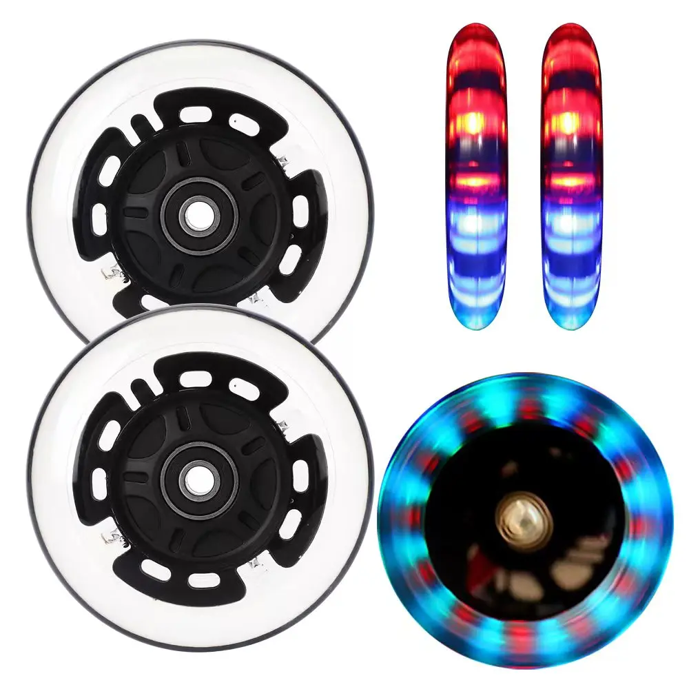 

Good Quality 2pcs 100mm Scooter Wheesl LED Flash Light Up Scooter Wheels for Mini Scooter with 2 ABEC-9 Bearing