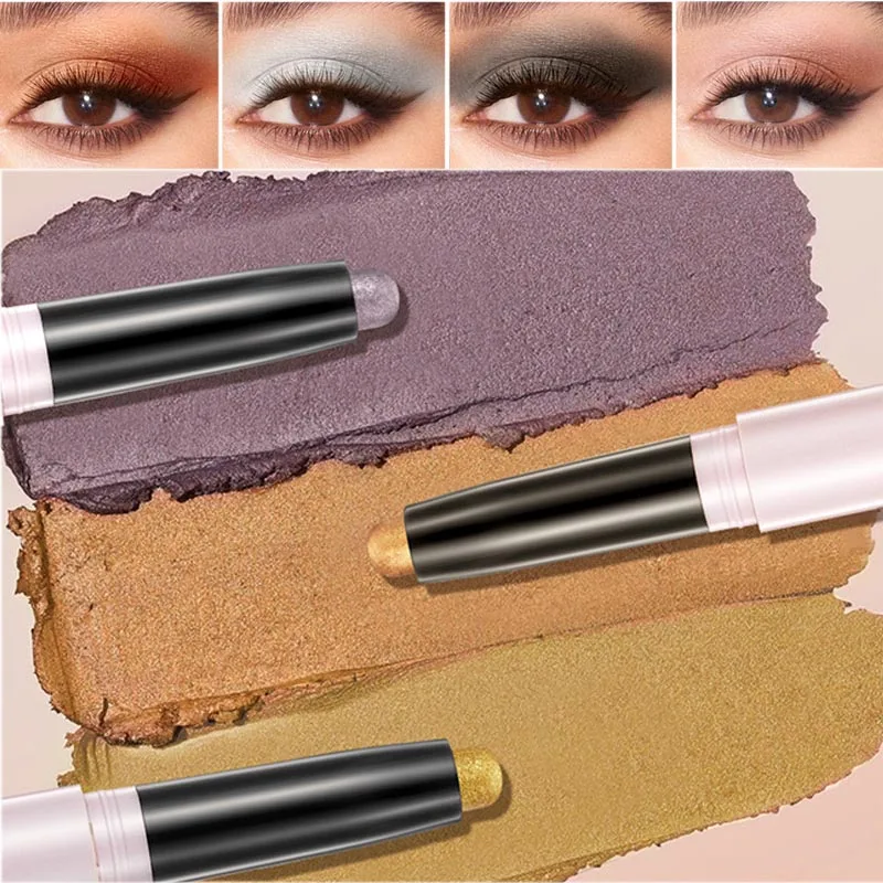 

Highlighter Eyeshadow Pencil Long Lasting Waterproof Eyeshadow Matte Not Blooming Eye Shadow Glitter Pearlescent Eyeliner Pen