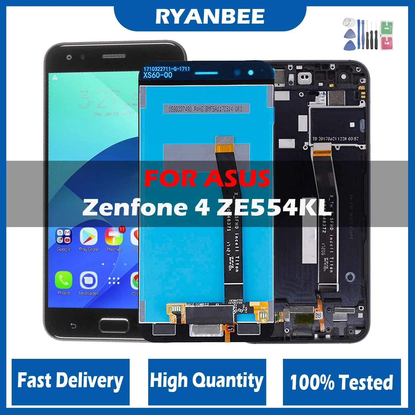 Фото ЖК-дисплей для ASUS Zenfone 4 ZE554KL LCD 2017 панель сенсорный экран дигитайзер в сборе с рамкой для Zenfone 4 ZE554KL Z01KD LCD №1