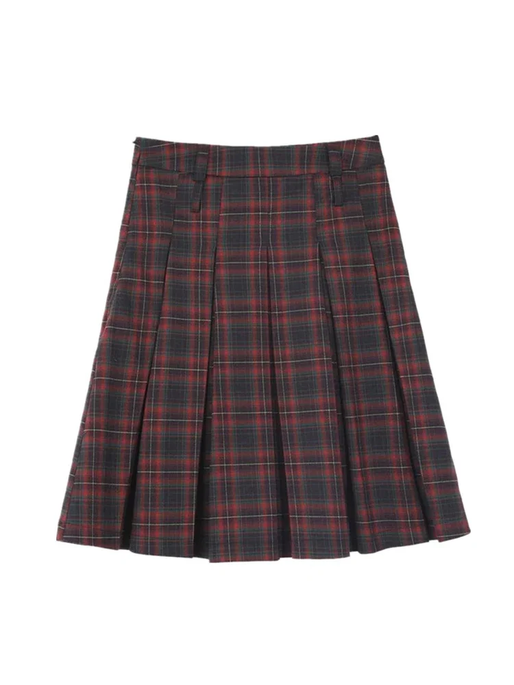 Женская красная клетчатая юбка в стиле Харадзюку винтажная плиссированная 1920-х