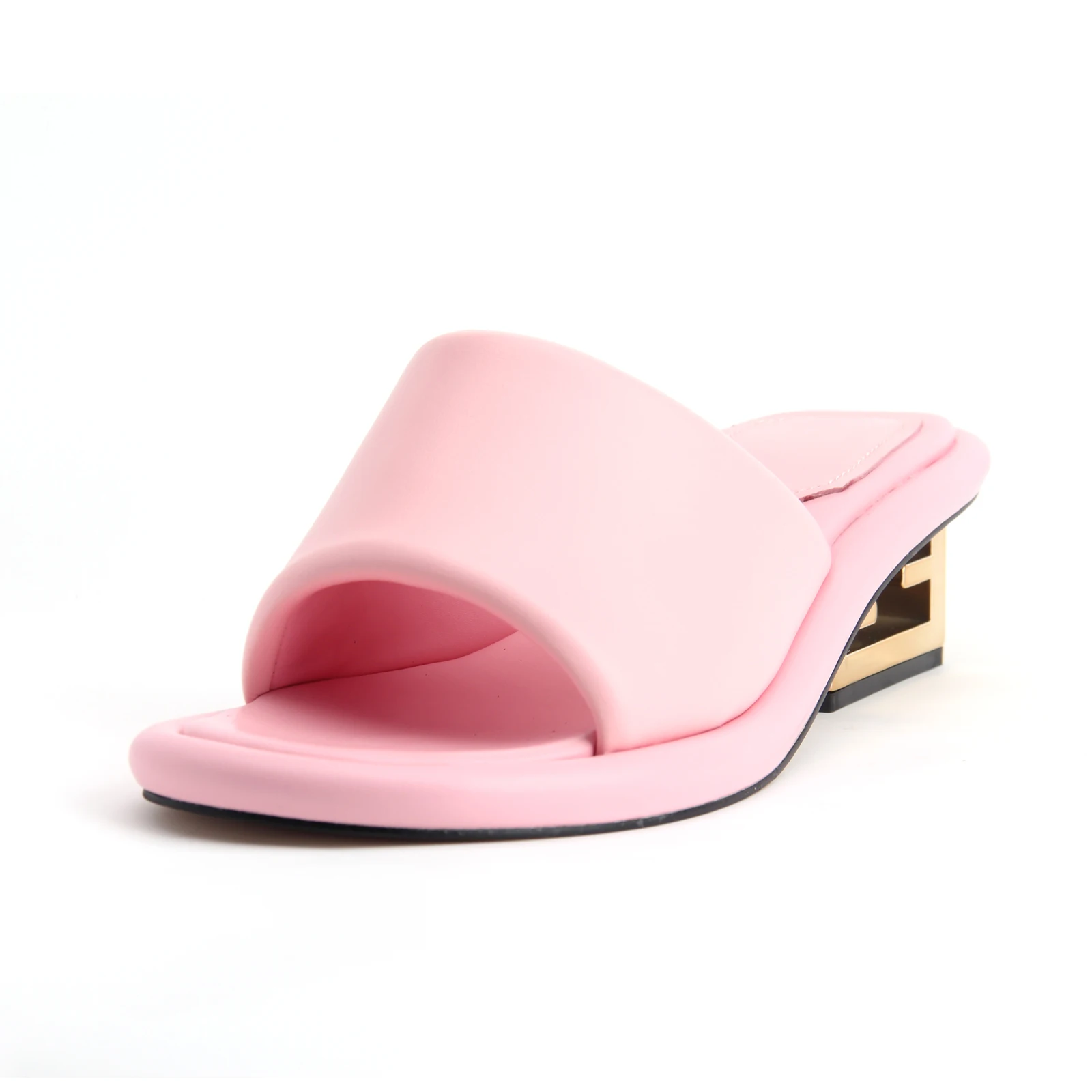 Женские дизайнерские кожаные сандалии черные туфли без задника на массивном