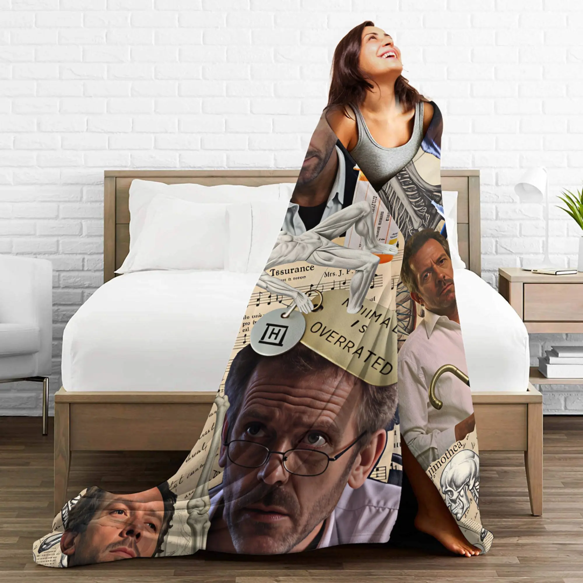 Фото Плед Dr House MD, фланелевое покрывало для пикника, для дивана, кресла, кровати, теплое, мягкое, на заказ, качественное, подарочное покрывало №4