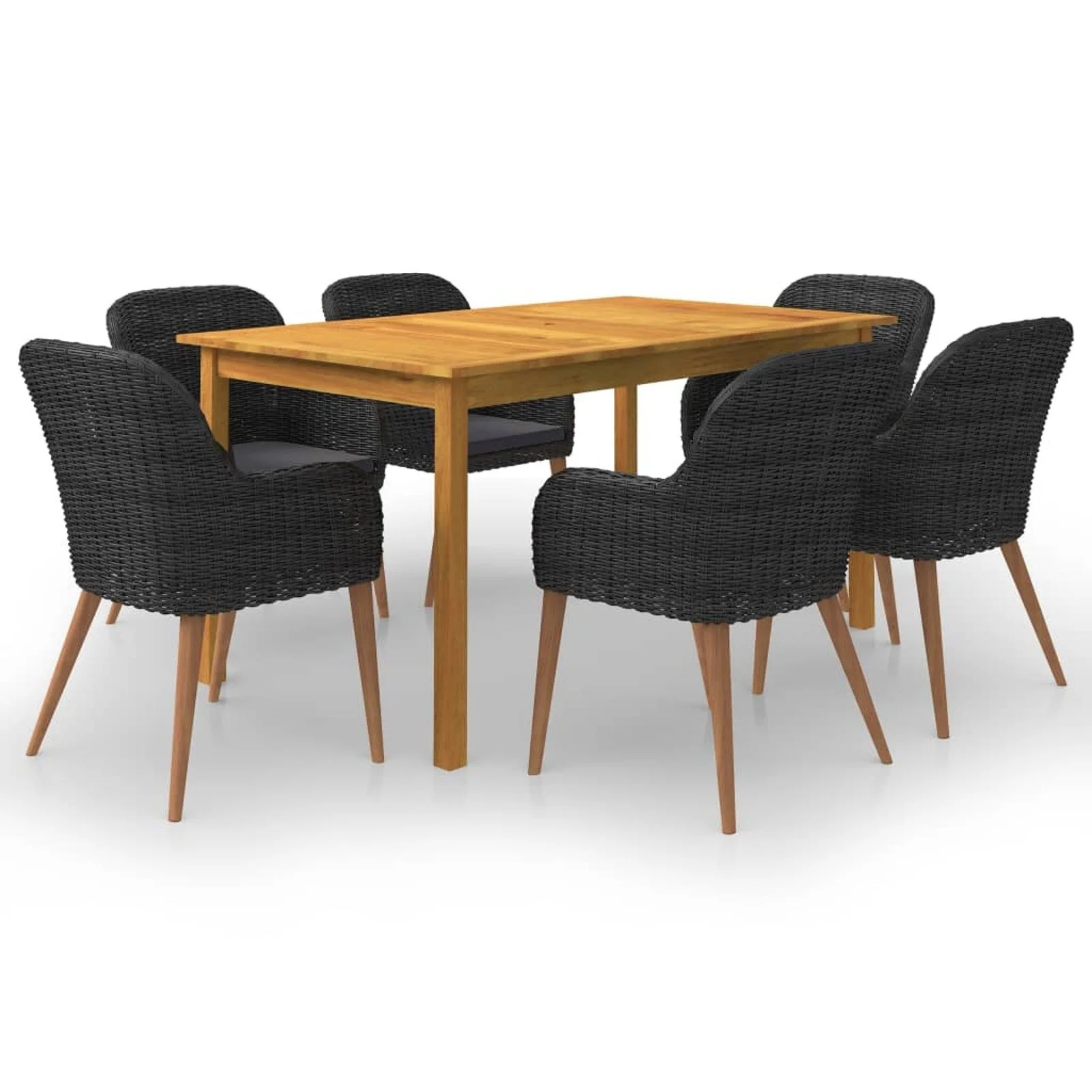 

7 Piece Patio Dining Set Black